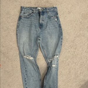 Zara High Rise Blue Distressed Jeans